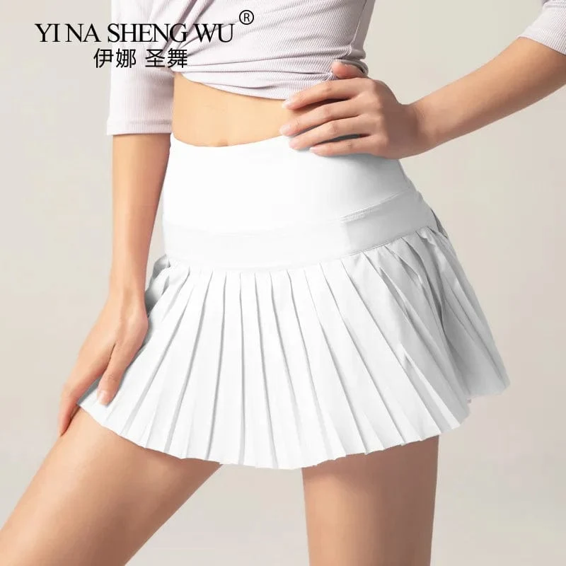 Frauen Sport Tennis Röcke Rock Fitness Shorts Hohe Taille Athletisch Running Short Quick Dry Sport Skort Tasche Kurzen Rock Neue