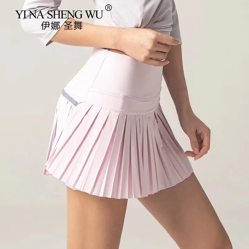 Frauen Sport Tennis Röcke Rock Fitness Shorts Hohe Taille Athletisch Running Short Quick Dry Sport Skort Tasche Kurzen Rock Neue