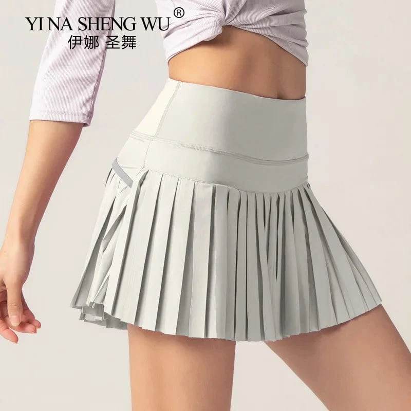 Frauen Sport Tennis Röcke Rock Fitness Shorts Hohe Taille Athletisch Running Short Quick Dry Sport Skort Tasche Kurzen Rock Neue