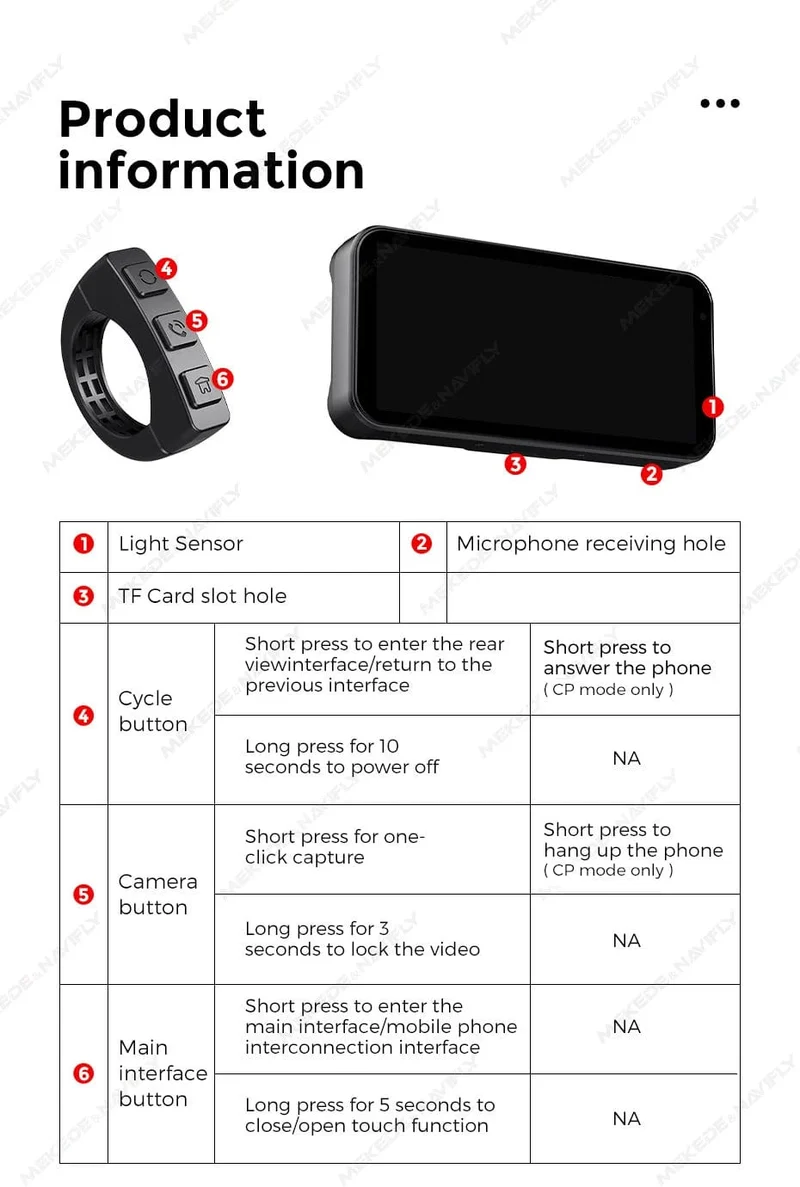 Tragbares 6.25-Zoll-IP67-wasserdichtes Motorrad-GPS-Navigationssystem, kabelloses Carplay, Android Auto, DVR, Fahrtenrekorder, Moto-Monitor, WIFI