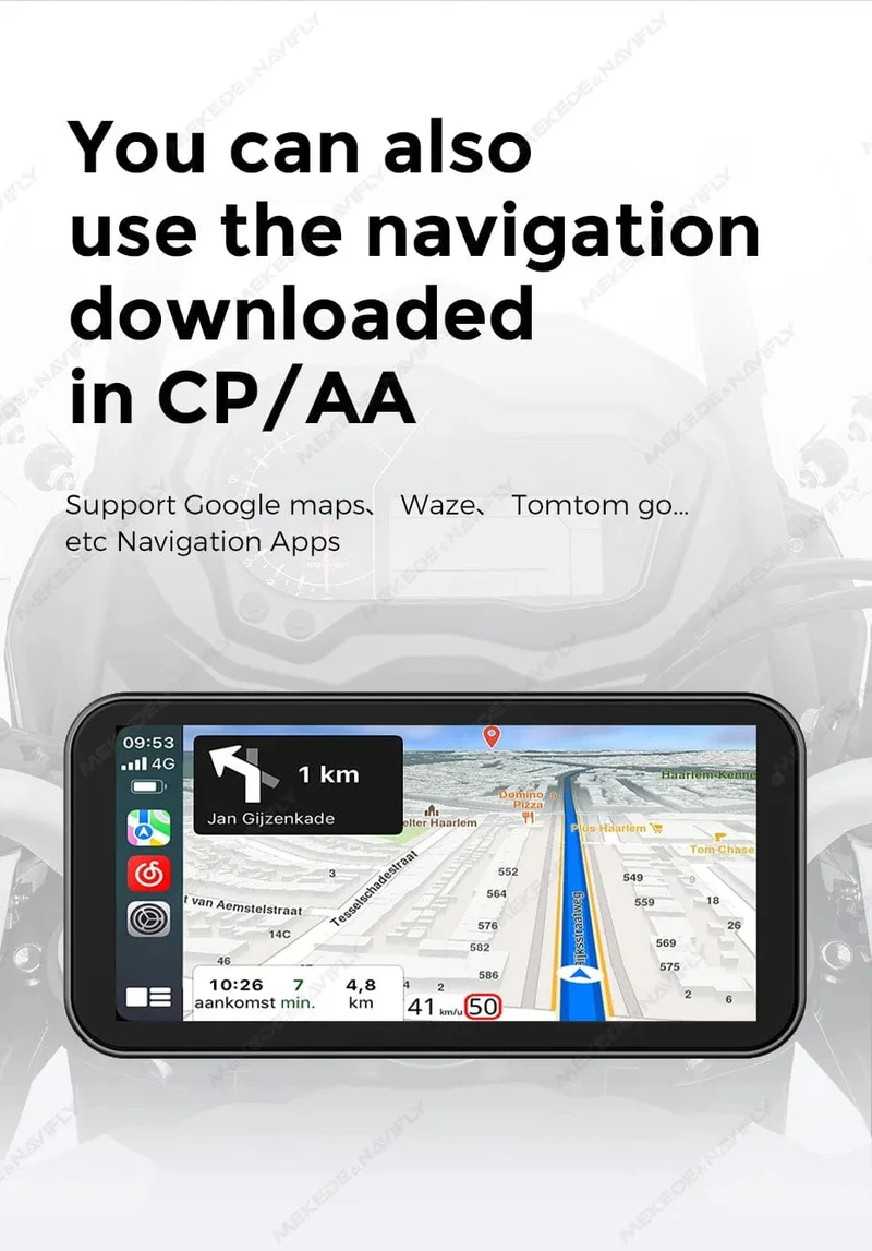 Tragbares 6.25-Zoll-IP67-wasserdichtes Motorrad-GPS-Navigationssystem, kabelloses Carplay, Android Auto, DVR, Fahrtenrekorder, Moto-Monitor, WIFI
