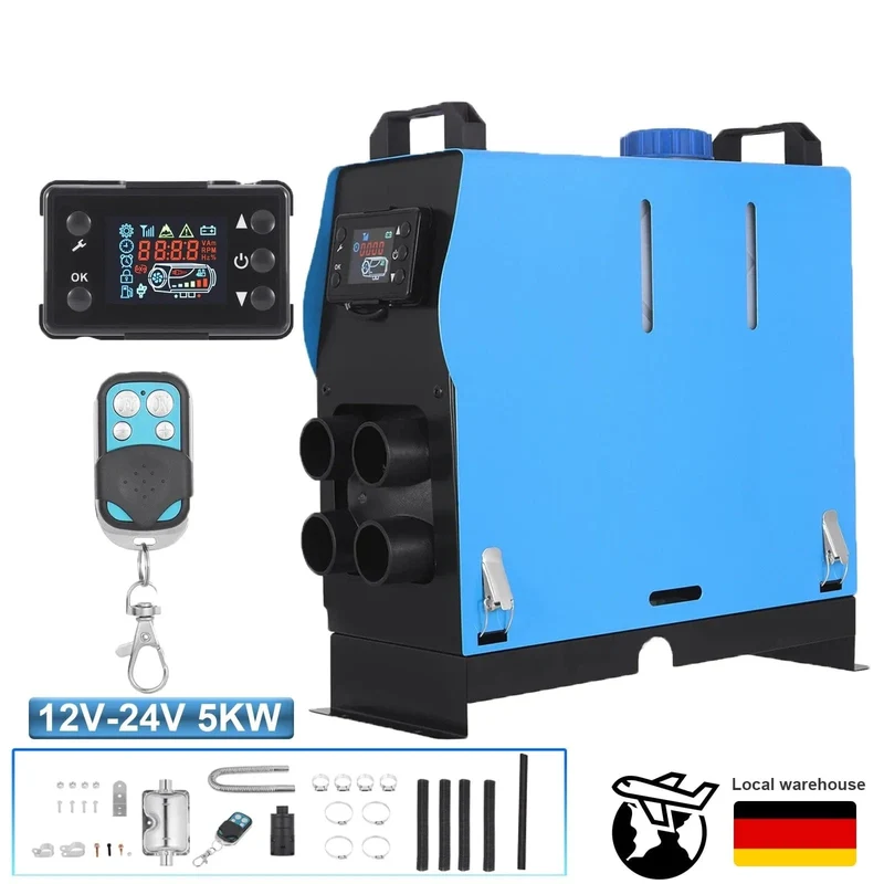 Samger 5KW Diesel-Luftheizung 12-24V All-in-One-Autoheizung mit Schalldämpfer, LCD-Schalter, Fernbedienung für Auto, Bus, Wohnmobil, Lkw, SUV