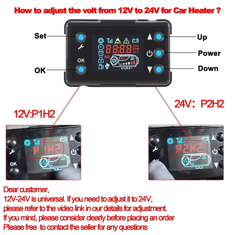 Samger 5KW Diesel-Luftheizung 12-24V All-in-One-Autoheizung mit Schalldämpfer, LCD-Schalter, Fernbedienung für Auto, Bus, Wohnmobil, Lkw, SUV