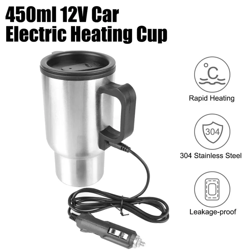 Camping Reise Wasserkocher Wasser Kaffee Milch Thermobecher Fahrzeug Heizbecher Elektroheizung Auto Wasserkocher 12V 450ml Edelstahl