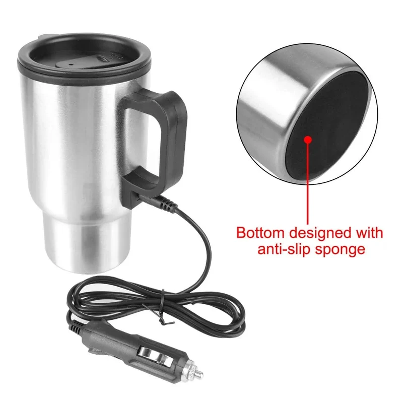 Camping Reise Wasserkocher Wasser Kaffee Milch Thermobecher Fahrzeug Heizbecher Elektroheizung Auto Wasserkocher 12V 450ml Edelstahl