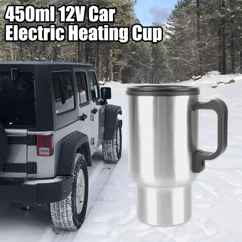 Camping Reise Wasserkocher Wasser Kaffee Milch Thermobecher Fahrzeug Heizbecher Elektroheizung Auto Wasserkocher 12V 450ml Edelstahl