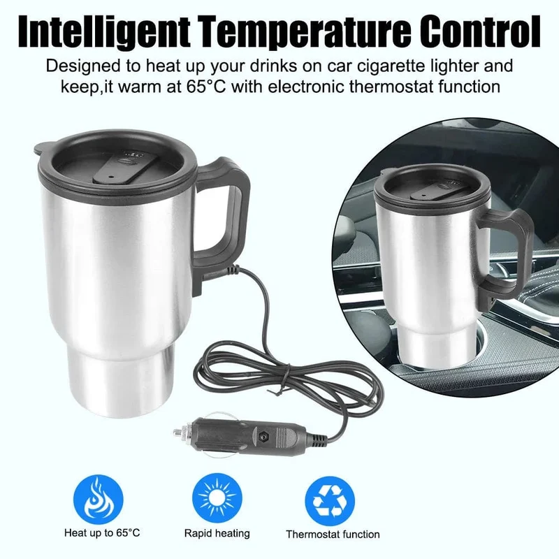 Camping Reise Wasserkocher Wasser Kaffee Milch Thermobecher Fahrzeug Heizbecher Elektroheizung Auto Wasserkocher 12V 450ml Edelstahl