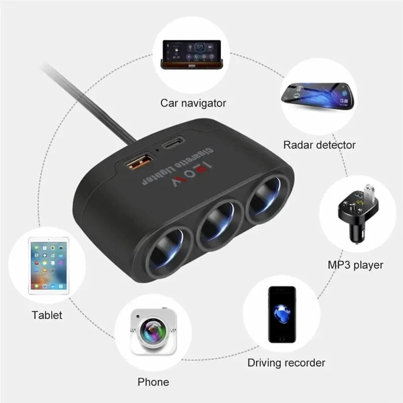 PD QC3.0 Dual USB-Buchse 120 W Auto-Zigarettenanzünder-Splitter 12 V 24 V Schnellladegerät Stecker Telefon Netzteil für Auto-DVR-Dashcam