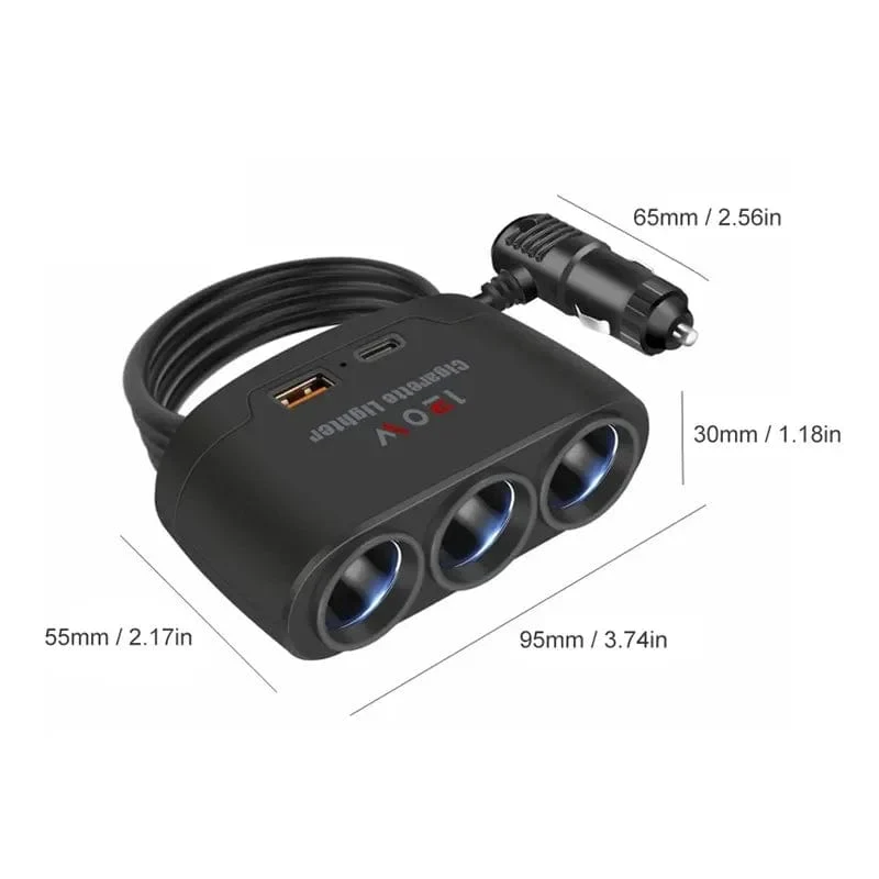 PD QC3.0 Dual USB-Buchse 120 W Auto-Zigarettenanzünder-Splitter 12 V 24 V Schnellladegerät Stecker Telefon Netzteil für Auto-DVR-Dashcam
