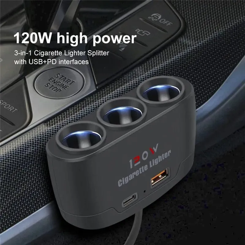 PD QC3.0 Dual USB-Buchse 120 W Auto-Zigarettenanzünder-Splitter 12 V 24 V Schnellladegerät Stecker Telefon Netzteil für Auto-DVR-Dashcam