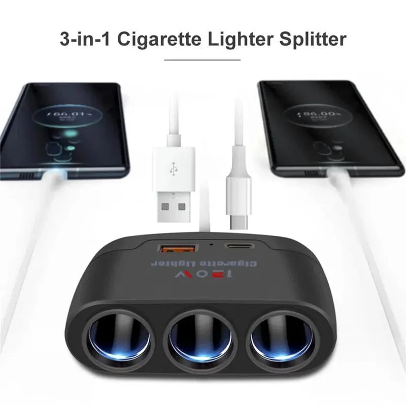 PD QC3.0 Dual USB-Buchse 120 W Auto-Zigarettenanzünder-Splitter 12 V 24 V Schnellladegerät Stecker Telefon Netzteil für Auto-DVR-Dashcam