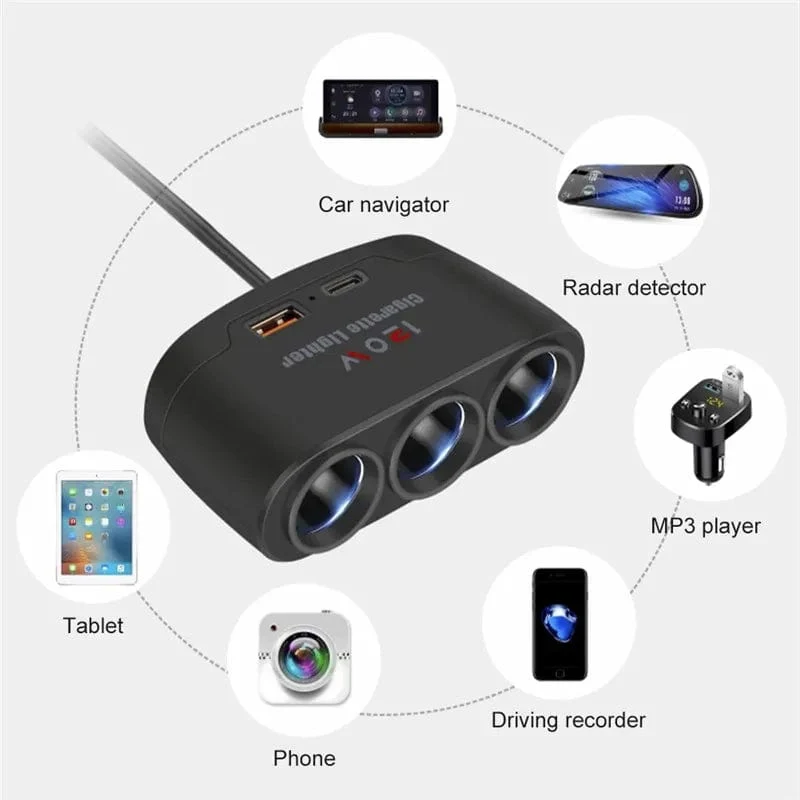PD QC3.0 Dual USB-Buchse 120 W Auto-Zigarettenanzünder-Splitter 12 V 24 V Schnellladegerät Stecker Telefon Netzteil für Auto-DVR-Dashcam