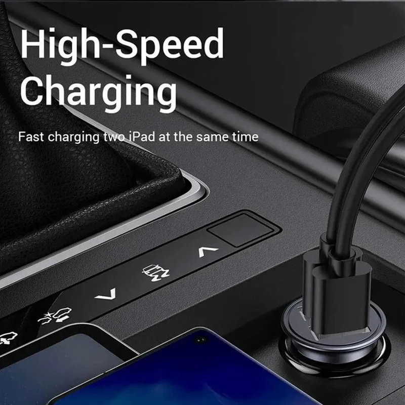 Autoladegerät, Telefonladegerät, kompakter Zigarettenanzünder-USB-Ladeadapter, 12-24 V, 2-Loch-USB-Schnittstelle für iPhone