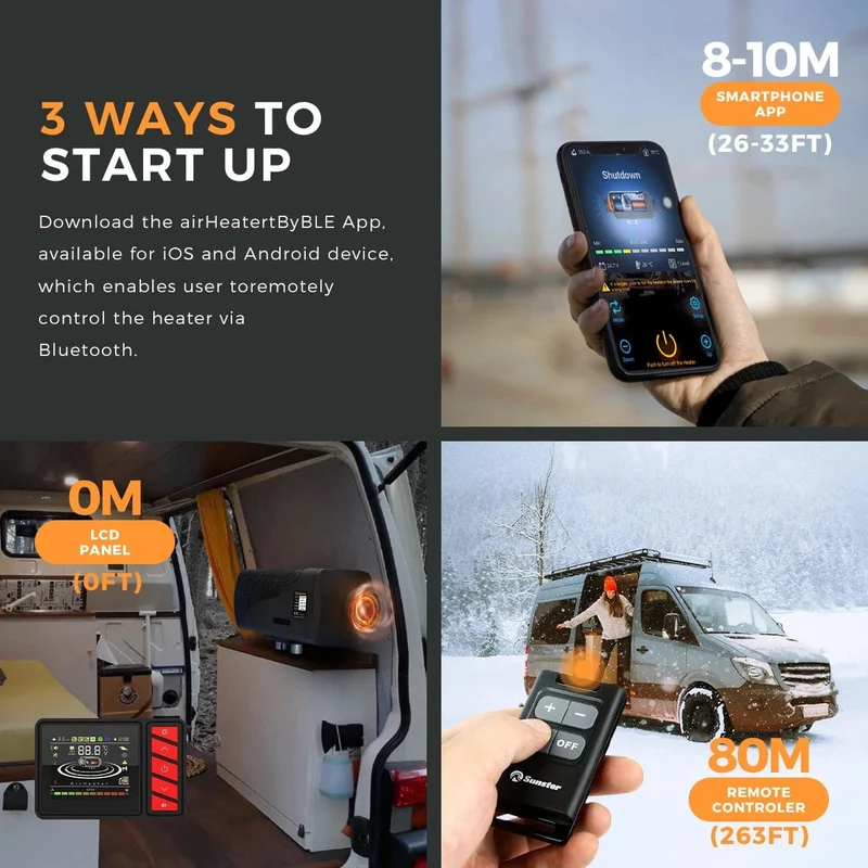 12 V und 24 V 5 kW Autoparkplatz Nacht-Diesel-Luftheizung 10 l Tank LCD-Bildschirm Bluetooth-App Fernbedienung Sprachübertragung für Wohnmobil