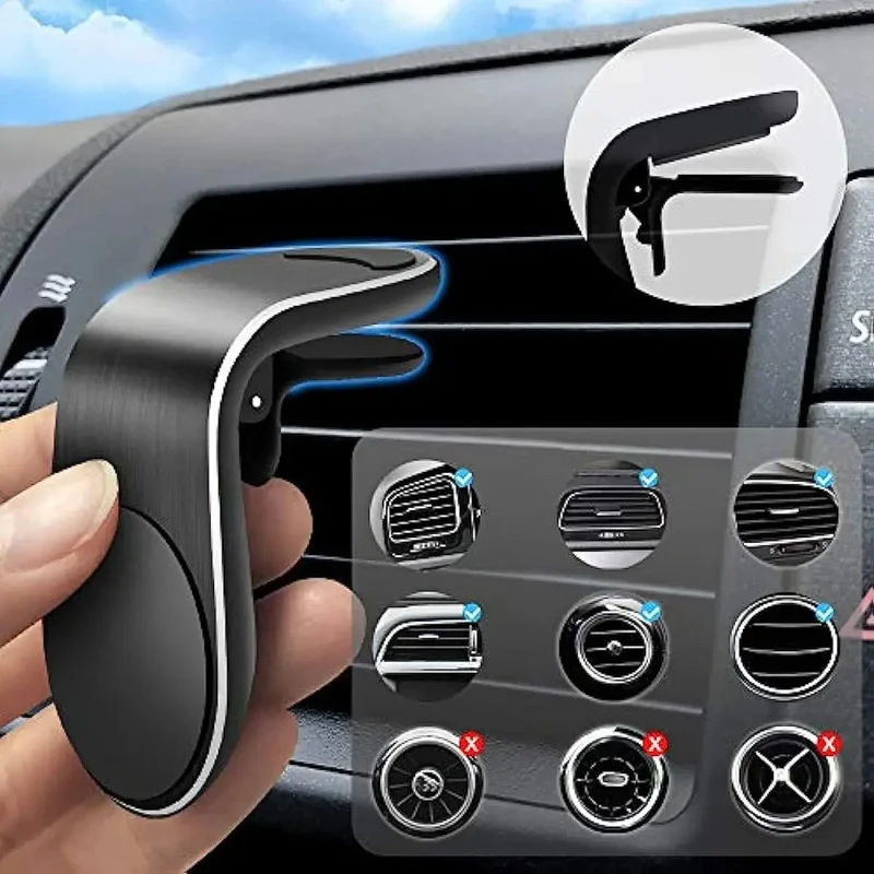 Magnetischer Telefonhalter Auto L-förmiger Handyhalter Auto Lüftungsschlitz Smartphone Mobiler Ständer Halterung Clip GPS Ständer Universalhalterung