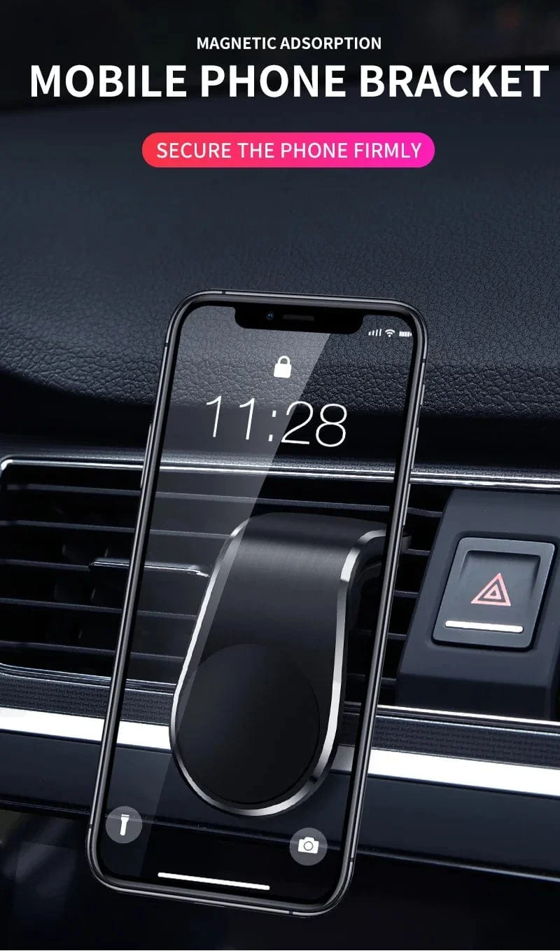Magnetischer Telefonhalter Auto L-förmiger Handyhalter Auto Lüftungsschlitz Smartphone Mobiler Ständer Halterung Clip GPS Ständer Universalhalterung
