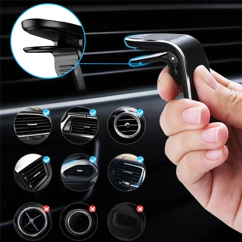 Magnetischer Telefonhalter Auto L-förmiger Handyhalter Auto Lüftungsschlitz Smartphone Mobiler Ständer Halterung Clip GPS Ständer Universalhalterung