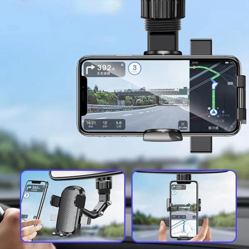 Rückspiegel-Telefonhalter fürs Auto, 360° drehbare Telefonhalterung, GPS-Halterung, universeller Autotelefonhalter für alle Smartphones