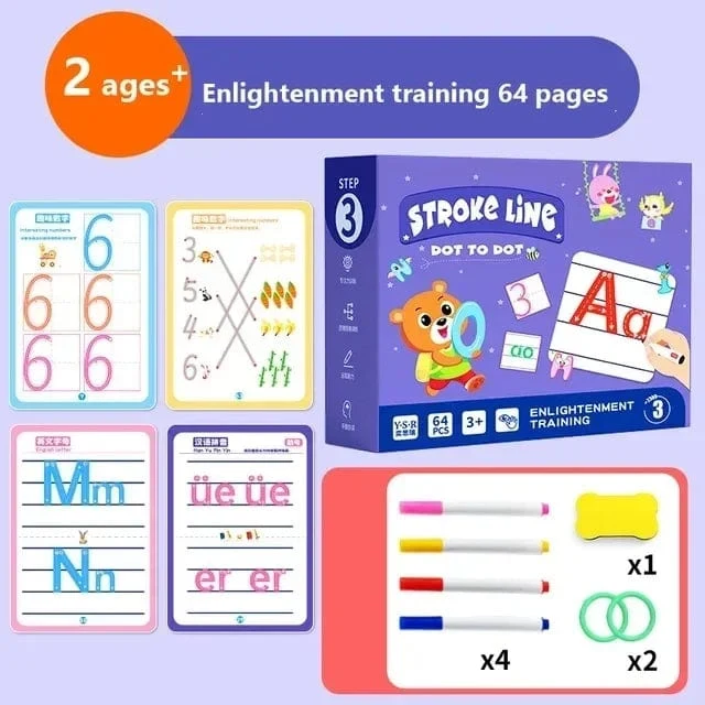 Wiederverwendbares Arbeitsbuch zum Nachzeichnen, magisches Übungsheft, Kontrolltrainingsbuch, Montessori-Zeichenunterricht, Schreibwaren für Kinder