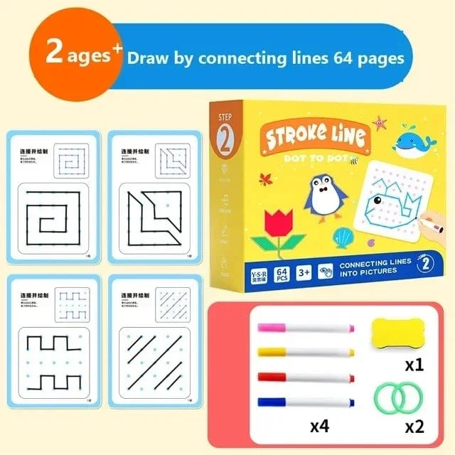 Wiederverwendbares Arbeitsbuch zum Nachzeichnen, magisches Übungsheft, Kontrolltrainingsbuch, Montessori-Zeichenunterricht, Schreibwaren für Kinder