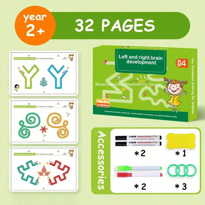 Wiederverwendbares Arbeitsbuch zum Nachzeichnen, magisches Übungsheft, Kontrolltrainingsbuch, Montessori-Zeichenunterricht, Schreibwaren für Kinder