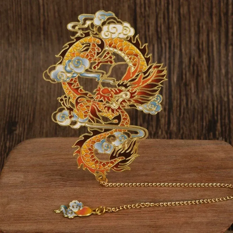 Luxuriöses Lesezeichen aus Metall im chinesischen Stil, Retro-Tierform, Schreibwaren, kreatives Geschenk, Lehrer, Schüler, Schule, Bürobedarf