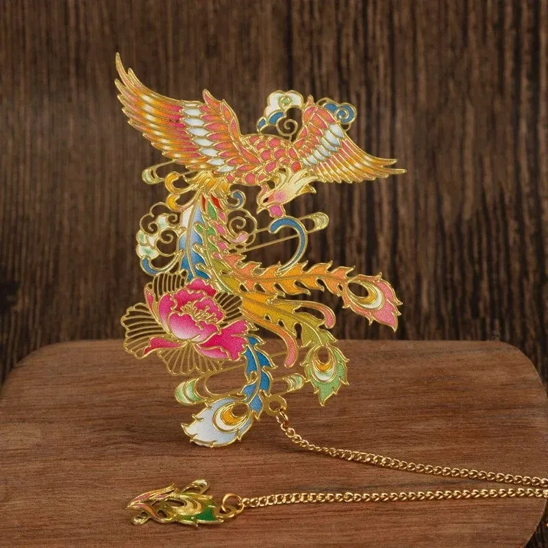Luxuriöses Lesezeichen aus Metall im chinesischen Stil, Retro-Tierform, Schreibwaren, kreatives Geschenk, Lehrer, Schüler, Schule, Bürobedarf