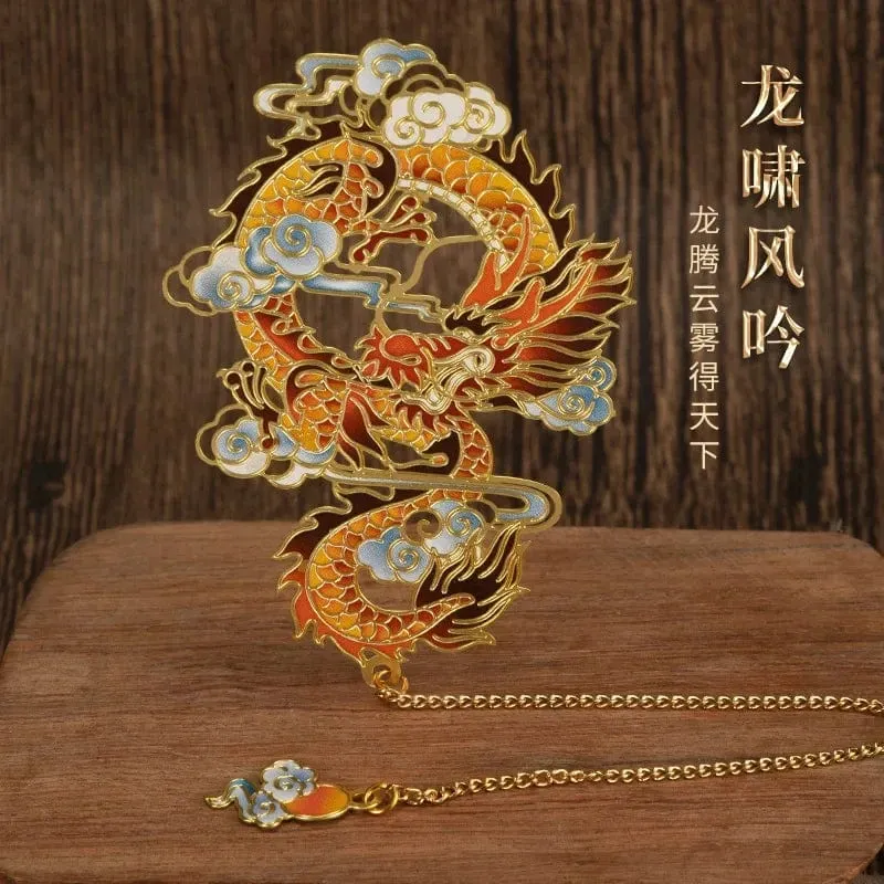 Luxuriöses Lesezeichen aus Metall im chinesischen Stil, Retro-Tierform, Schreibwaren, kreatives Geschenk, Lehrer, Schüler, Schule, Bürobedarf