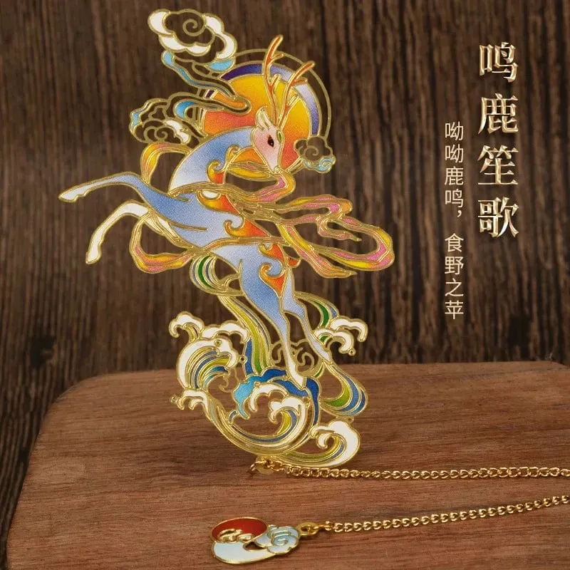 Luxuriöses Lesezeichen aus Metall im chinesischen Stil, Retro-Tierform, Schreibwaren, kreatives Geschenk, Lehrer, Schüler, Schule, Bürobedarf