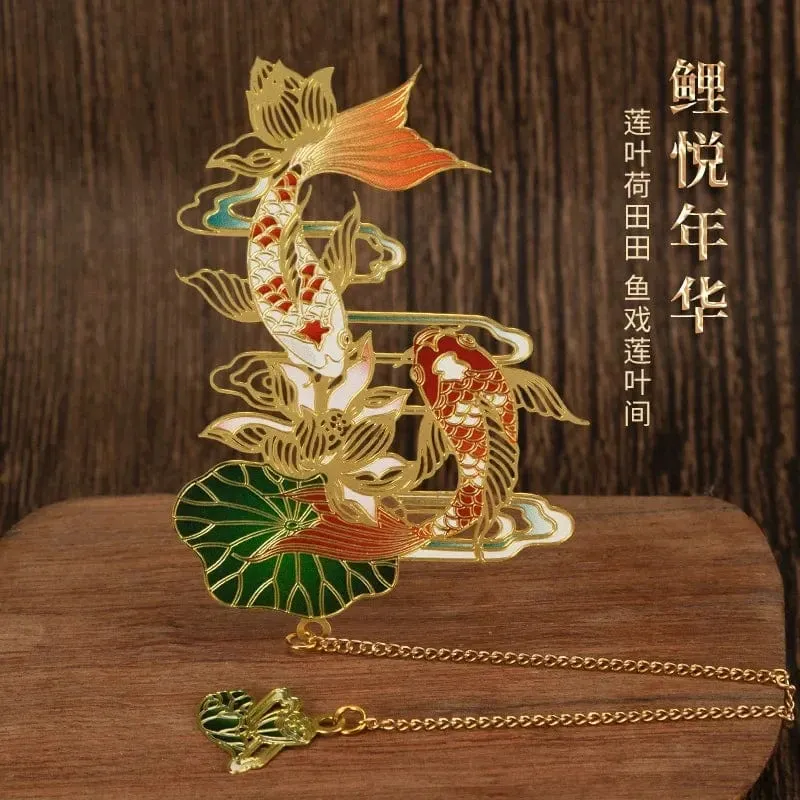 Luxuriöses Lesezeichen aus Metall im chinesischen Stil, Retro-Tierform, Schreibwaren, kreatives Geschenk, Lehrer, Schüler, Schule, Bürobedarf