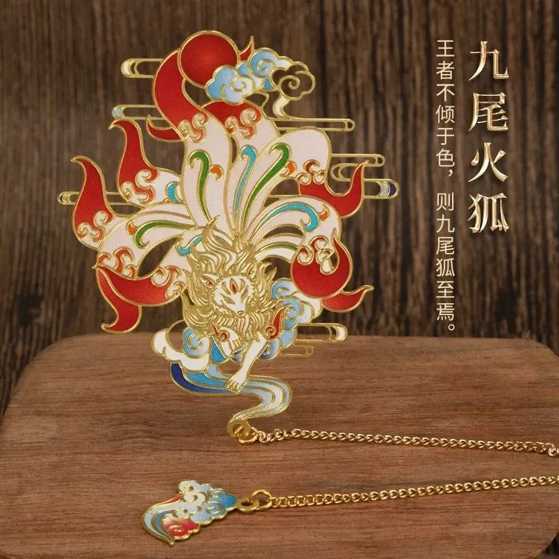 Luxuriöses Lesezeichen aus Metall im chinesischen Stil, Retro-Tierform, Schreibwaren, kreatives Geschenk, Lehrer, Schüler, Schule, Bürobedarf