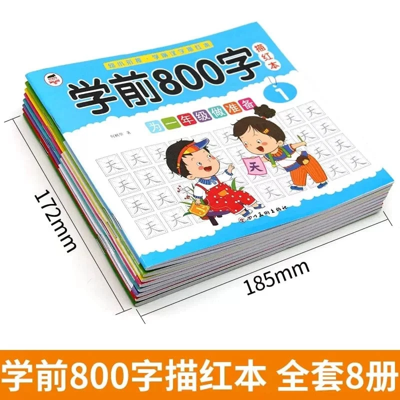 8 bücher/set Kinder Bleistift Chinesischen Tracing Rot 800-Charakter Vorschul Kinder Im Alter Von 3-6 Praxis Copybook Frühen bildung Buch
