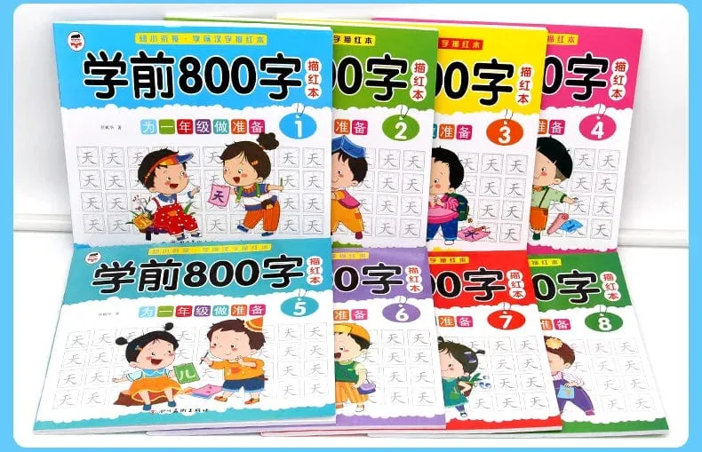 8 bücher/set Kinder Bleistift Chinesischen Tracing Rot 800-Charakter Vorschul Kinder Im Alter Von 3-6 Praxis Copybook Frühen bildung Buch