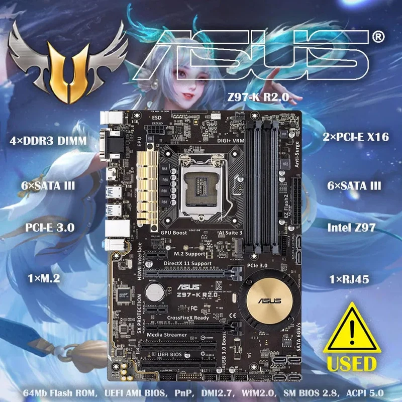 Asus Z97-K R2.0 Desktop-Motherboard Z97 Sockel LGA 1150 i7 i5 i3 DDR3 32G SATA3 ATX