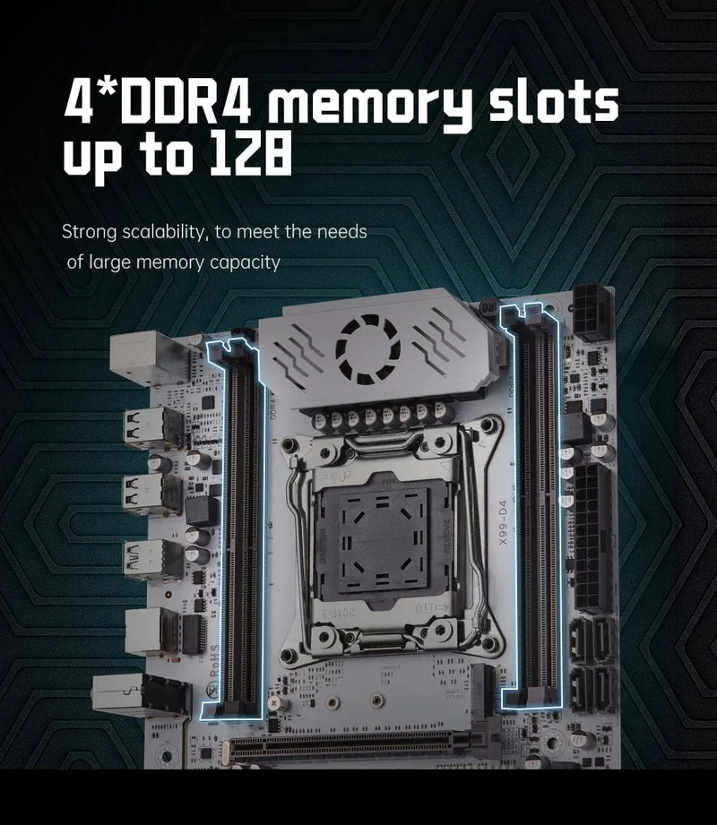 QIYIDA X99-Motherboard D4 LGA 2011 3 mit M.2-Steckplatz unterstützt X99 C612chip DDR4-Speicher SATA3.0 USB3.0 PCI16X