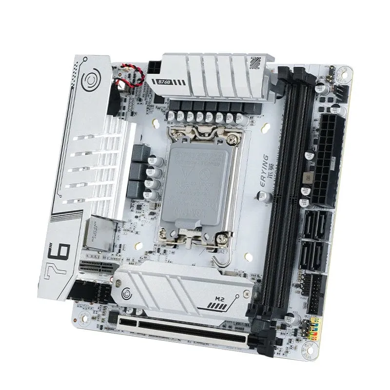 ERYING ITX B760i Gaming-Motherboard, ARGB, LGA 1700, 115x, unterstützt Core 12/13/14. i9/i7/i5/i3/Pentium, Dual Channel, DDR5 RAM, Weiß