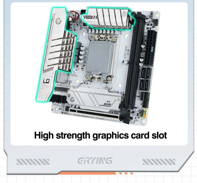 ERYING ITX B760i Gaming-Motherboard, ARGB, LGA 1700, 115x, unterstützt Core 12/13/14. i9/i7/i5/i3/Pentium, Dual Channel, DDR5 RAM, Weiß