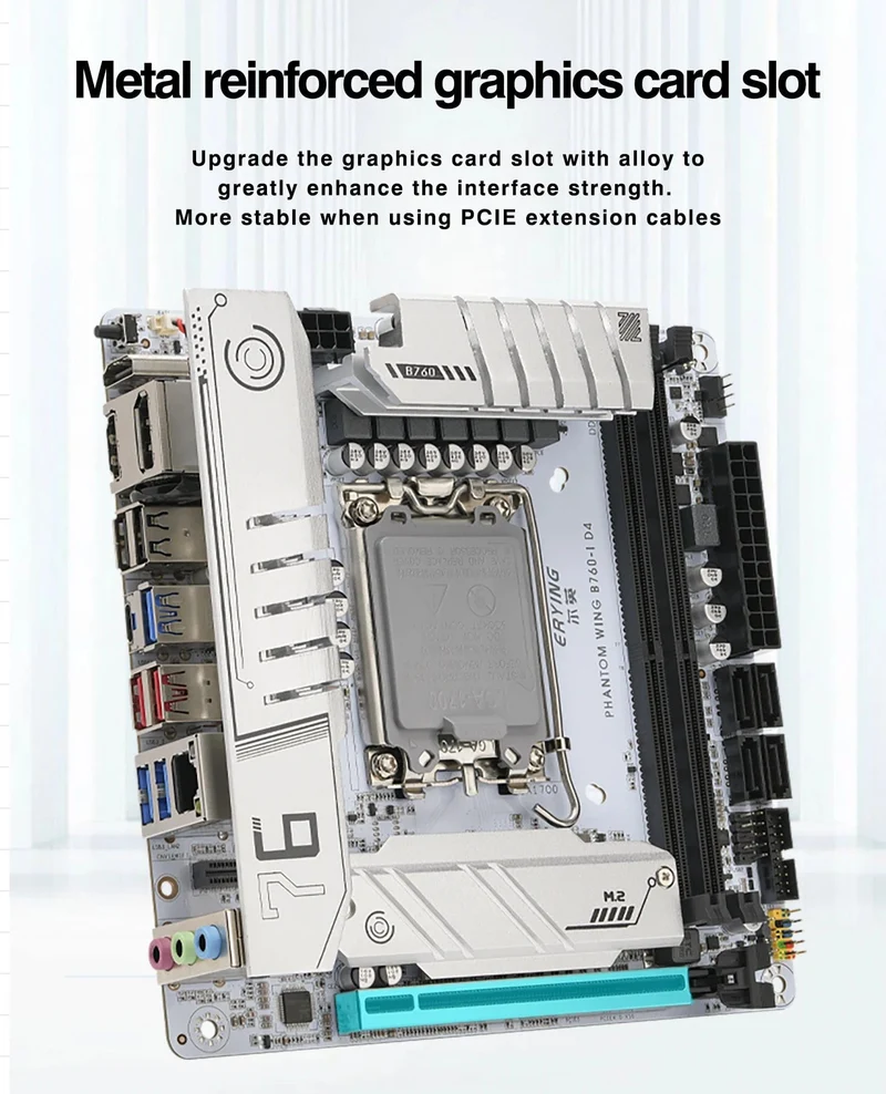ERYING ITX B760i Gaming-Motherboard, ARGB, LGA 1700, 115x, unterstützt Core 12/13/14. i9/i7/i5/i3/Pentium, Dual Channel, DDR5 RAM, Weiß