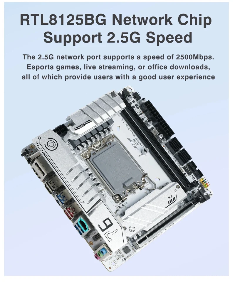 ERYING ITX B760i Gaming-Motherboard, ARGB, LGA 1700, 115x, unterstützt Core 12/13/14. i9/i7/i5/i3/Pentium, Dual Channel, DDR5 RAM, Weiß