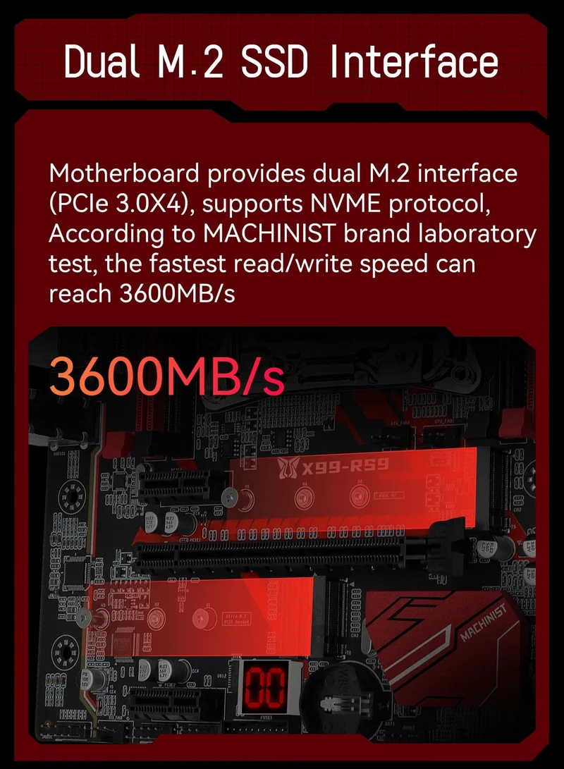 MACHINIST RS9 X99 Motherboard Combo Xeon E5 2640 V4 Kit LGA 2011-3 CPU DDR4 2*8G = 16GB RAM 2133MHz NVME M.2 USB 3.0 Vier Kanal