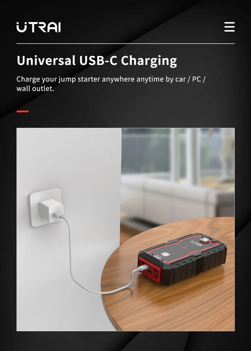 UTRAI 2000A Starthilfe Power Bank Tragbares Ladegerät Ausgangsgerät Für 8.0L/6.0L Notfall Autobatterie Starthilfe
