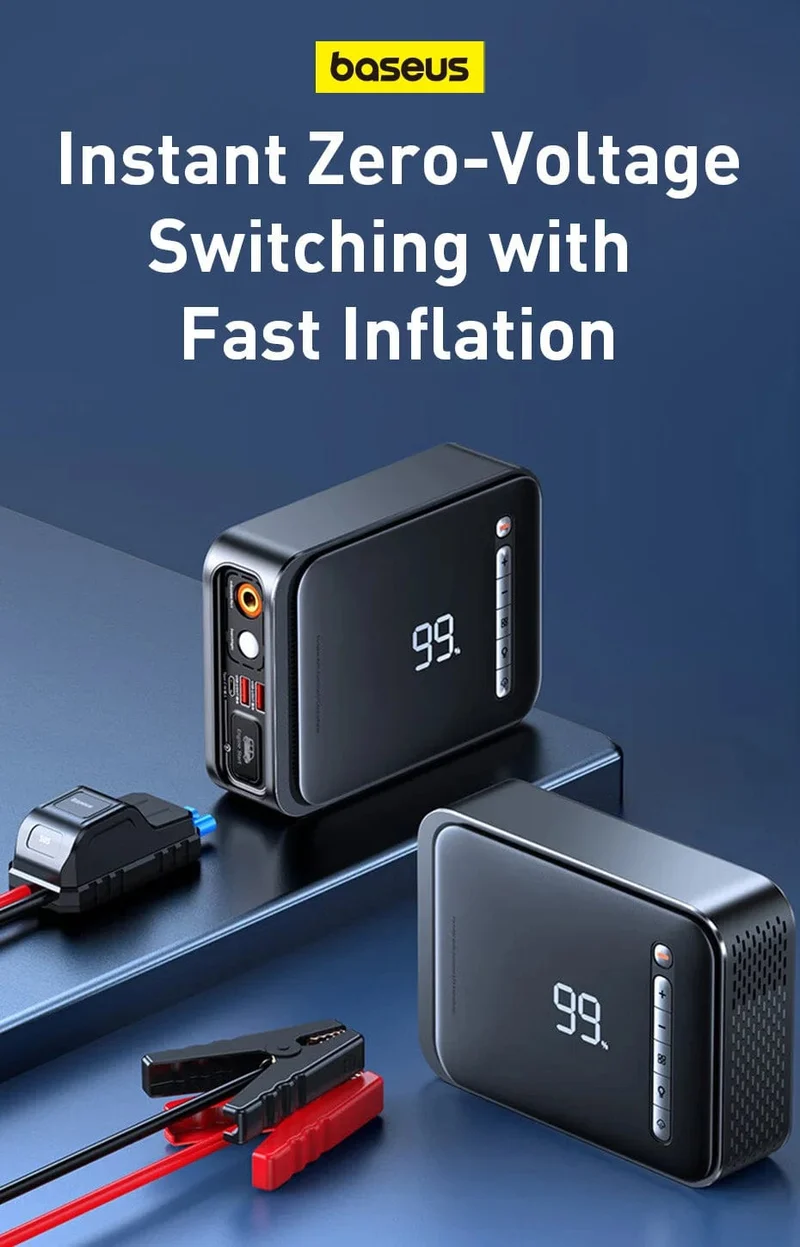 Baseus 2 In 1 Auto Starthilfe Power Bank Luft Kompressor Inflator Pumpe 1000A Tragbare Power Station Auto Batterie Ladegerät Booster