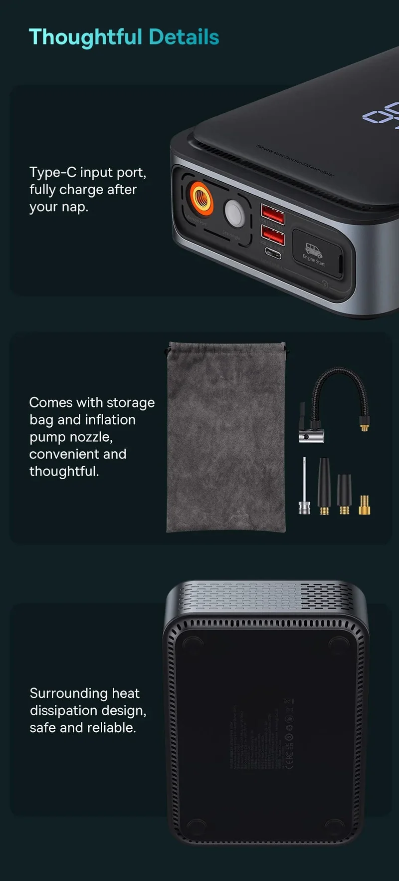 Baseus 2 In 1 Auto Starthilfe Power Bank Luft Kompressor Inflator Pumpe 1000A Tragbare Power Station Auto Batterie Ladegerät Booster