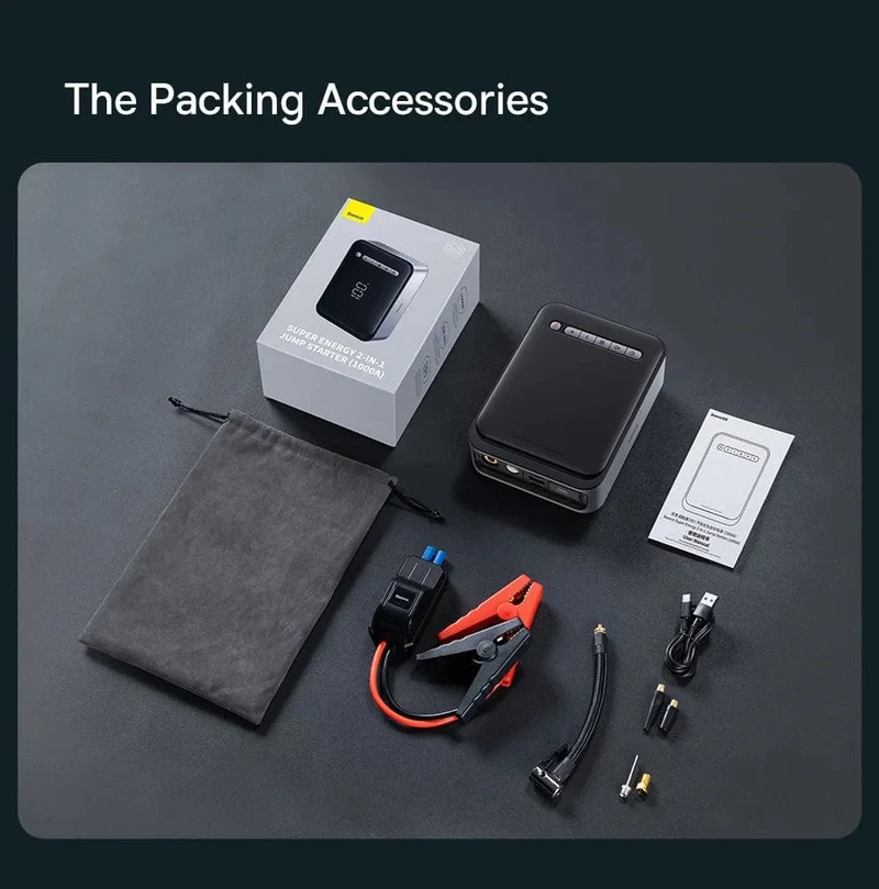 Baseus 2 In 1 Auto Starthilfe Power Bank Luft Kompressor Inflator Pumpe 1000A Tragbare Power Station Auto Batterie Ladegerät Booster
