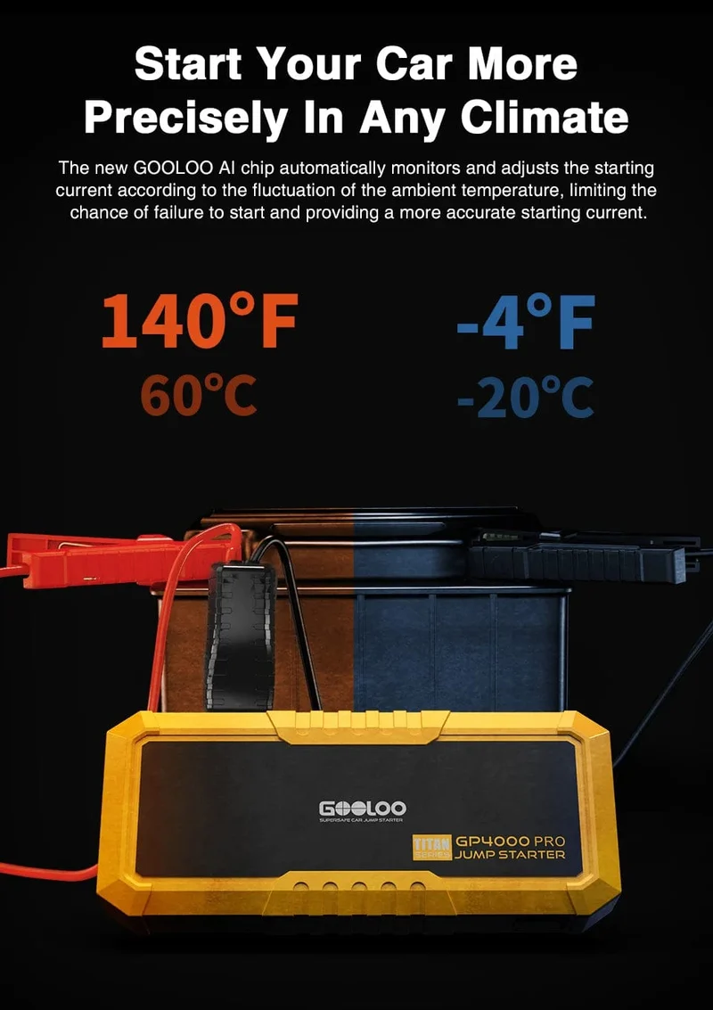GOOLOO 4000A Start Power Bank 26800mAh Starthilfe Auto Booster Externe Batterie 12V Start Gerät für Benzin Diesel Powerbank