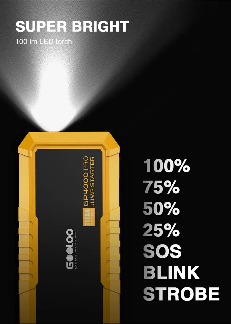 GOOLOO 4000A Start Power Bank 26800mAh Starthilfe Auto Booster Externe Batterie 12V Start Gerät für Benzin Diesel Powerbank