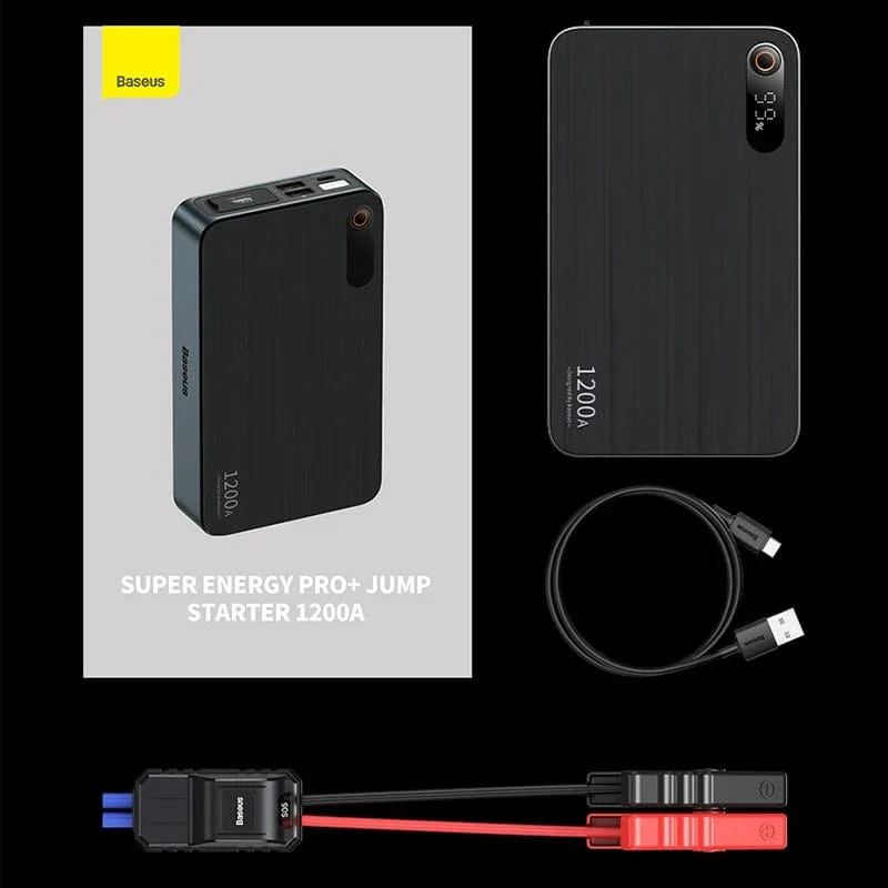 Baseus 1200A Auto-Starthilfe-Powerbank, 12000 mAh, tragbare Batteriestation für 2.5 l/6 l Auto-Notstartgerät