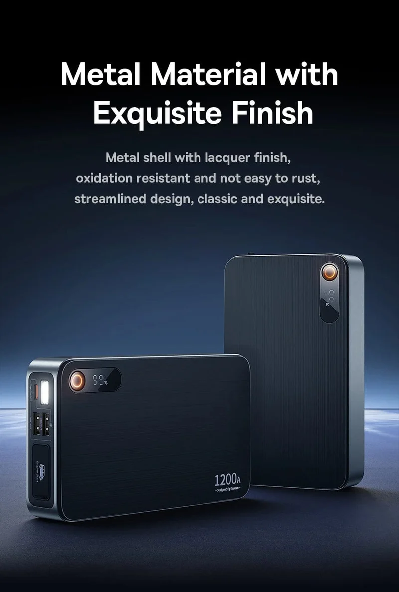 Baseus 1200A Auto-Starthilfe-Powerbank, 12000 mAh, tragbare Batteriestation für 2.5 l/6 l Auto-Notstartgerät