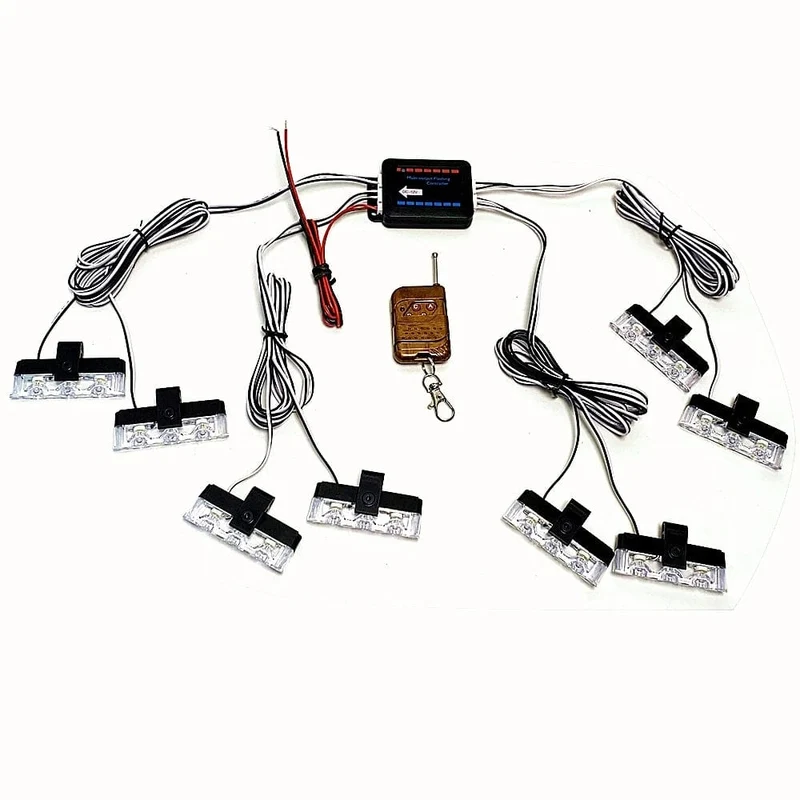 3 LED Auto Kühlergrill Strobe Polizei Lichter Flash Warnleuchte Rot Blau Gelb Rettungsfahrzeug Notfall Blinker Signal Beleuchtung