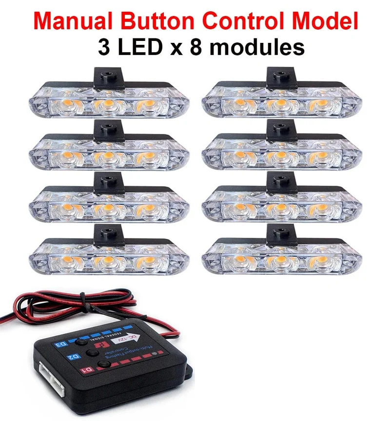 3 LED Auto Kühlergrill Strobe Polizei Lichter Flash Warnleuchte Rot Blau Gelb Rettungsfahrzeug Notfall Blinker Signal Beleuchtung